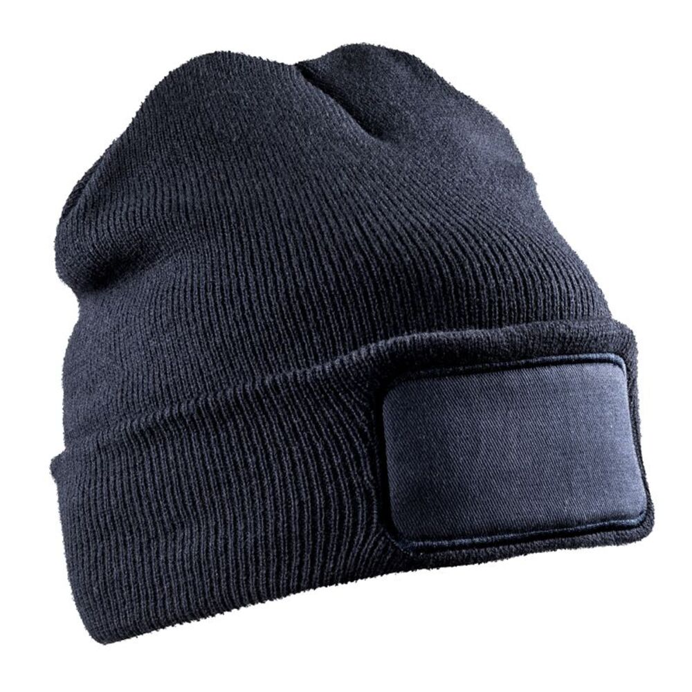Result Winter Essentials Unisex Adult Double Knit Printer Patch Beanie / Navy Bl